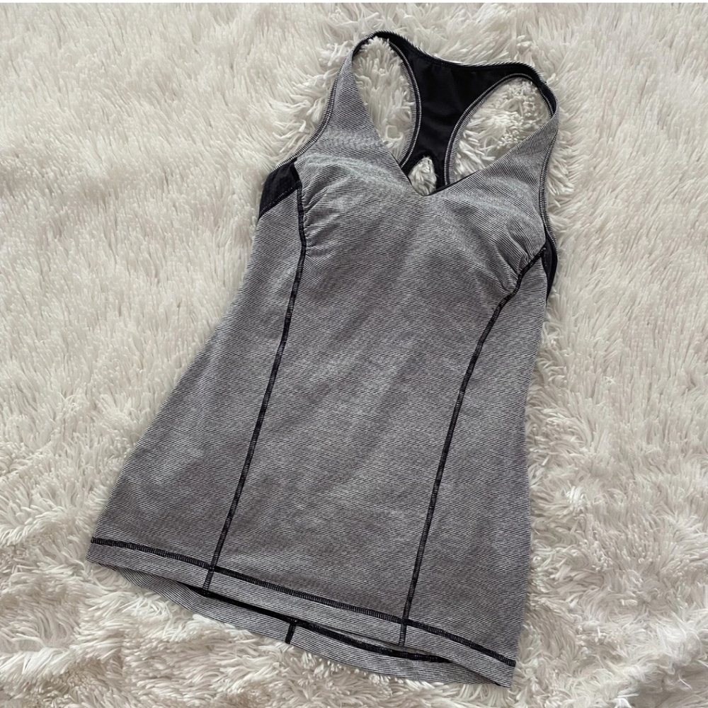 LULULEMON Racerback Keyhole Stripe Tank Size 8